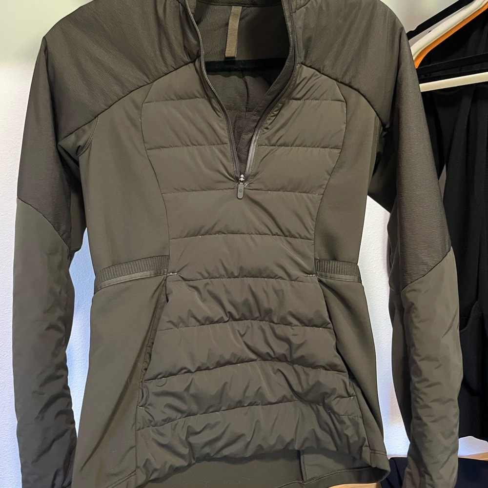 lululemon Olive Green Down For It Pull Over Puffer Jacket